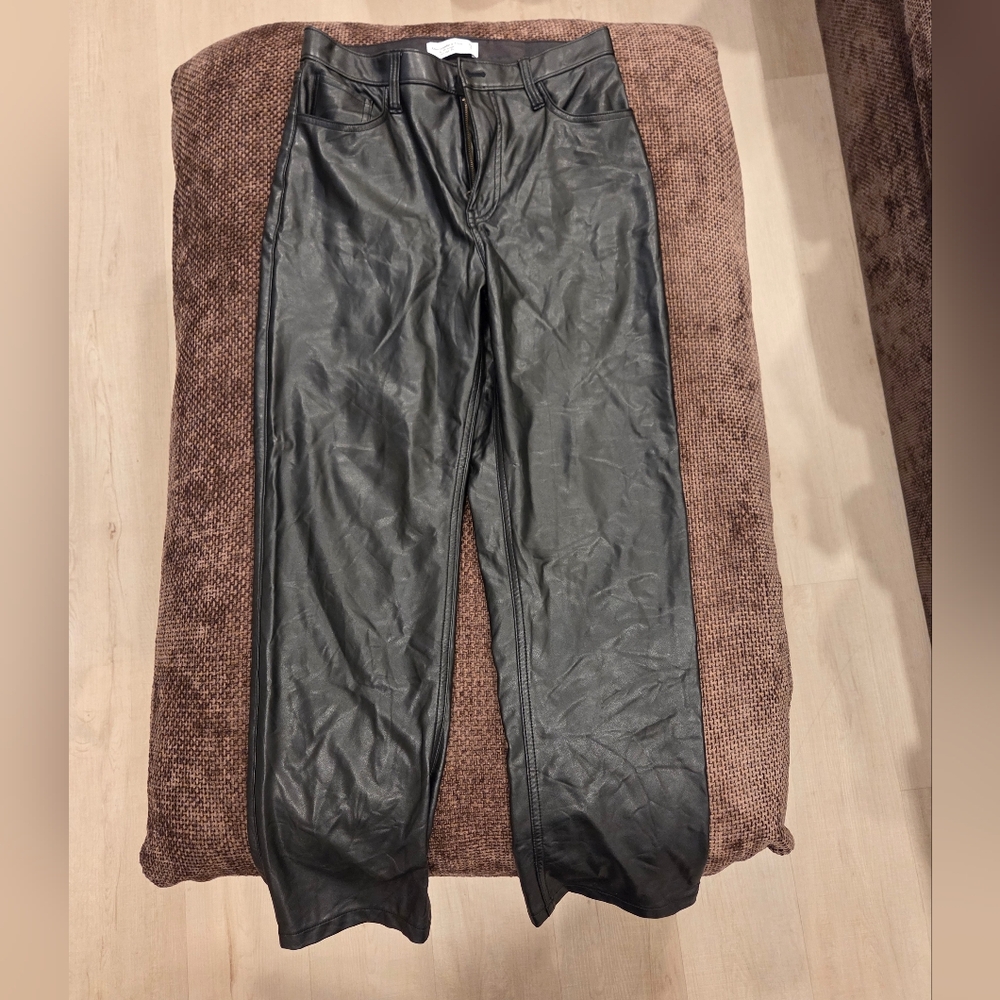 Abercrombie & Fitch Black Faux Leather 90s Straight Pants